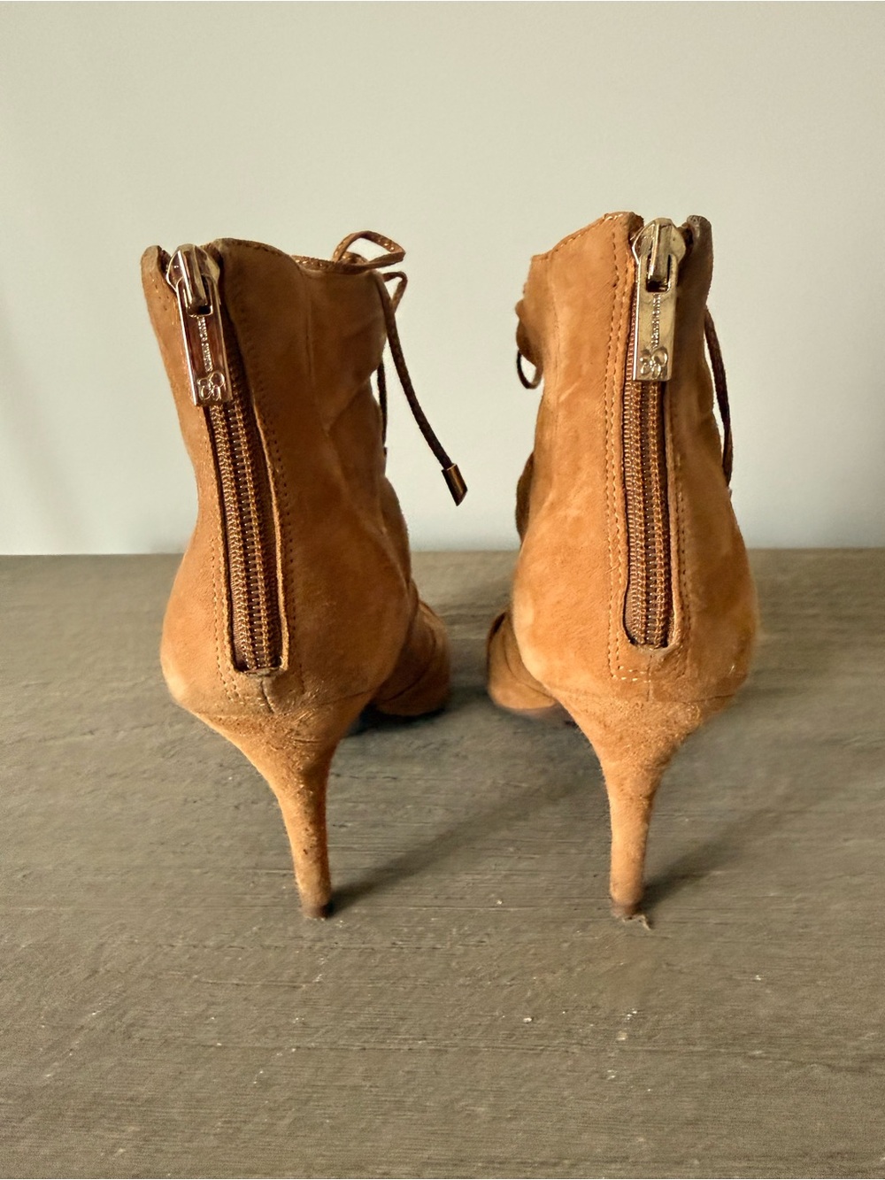 Jessica Simpson Mahiri Strappy Lace-Up Suede High Heel Sandals in Tan Size 7 - Picture 4 of 8